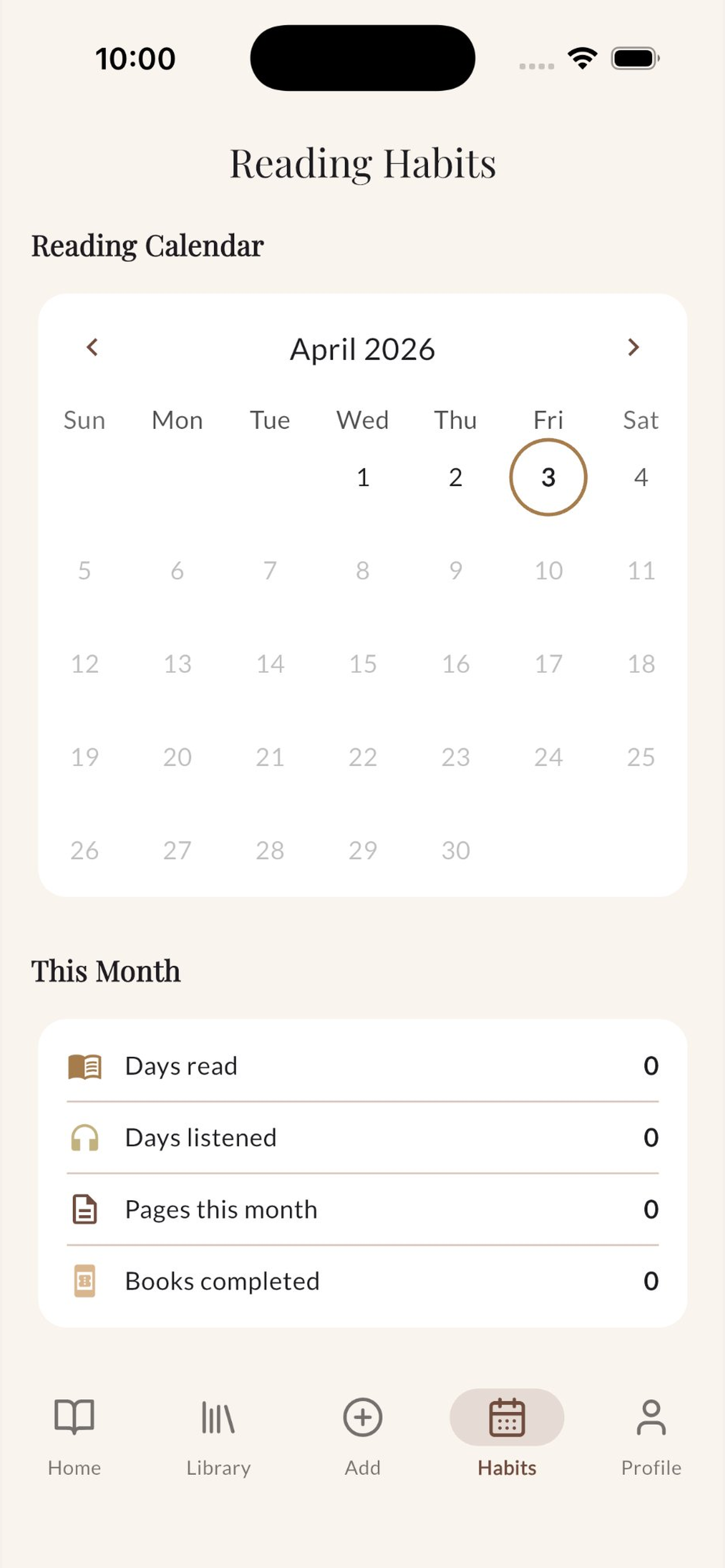 Monthly reading stats